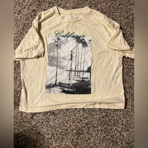 Cream Graphic T-Shirt with Black and White Print